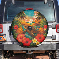 Hawaiian Turtles on Beach Spare Tire Cover with Pineapple Tropical Plant and Lei LT03 Multicolor - Polynesian Pride