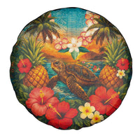 Hawaiian Turtles on Beach Spare Tire Cover with Pineapple Tropical Plant and Lei LT03 - Polynesian Pride