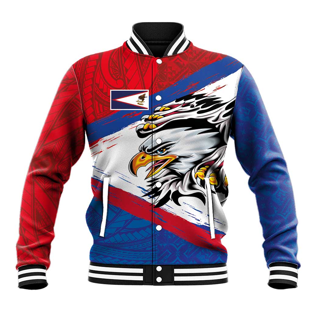 American Samoa Flag Day Baseball Jacket Polynesian Art Geometric with Flag Brush Style LT03 Unisex Multicolor - Polynesian Pride