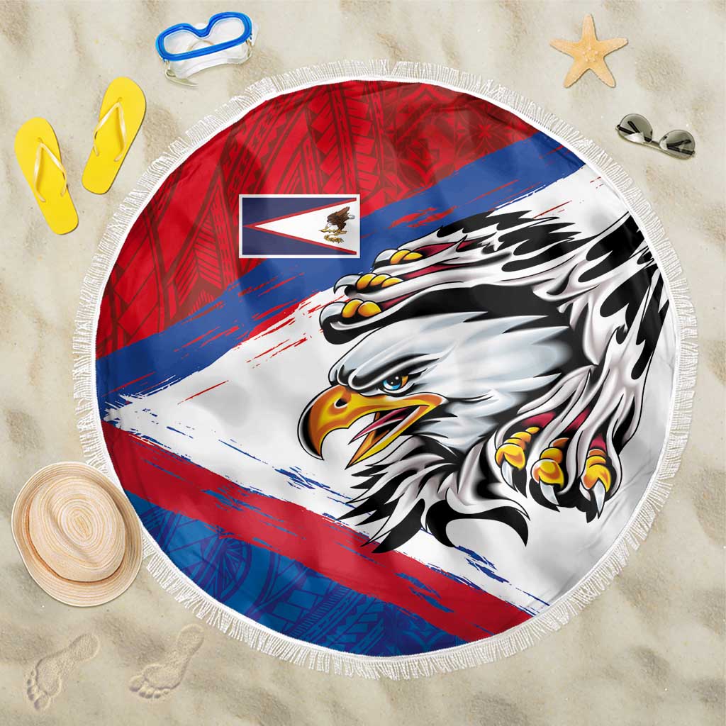 American Samoa Flag Day Beach Blanket Polynesian Art Geometric with Flag Brush Style LT03 One Size 150cm Multicolor - Polynesian Pride