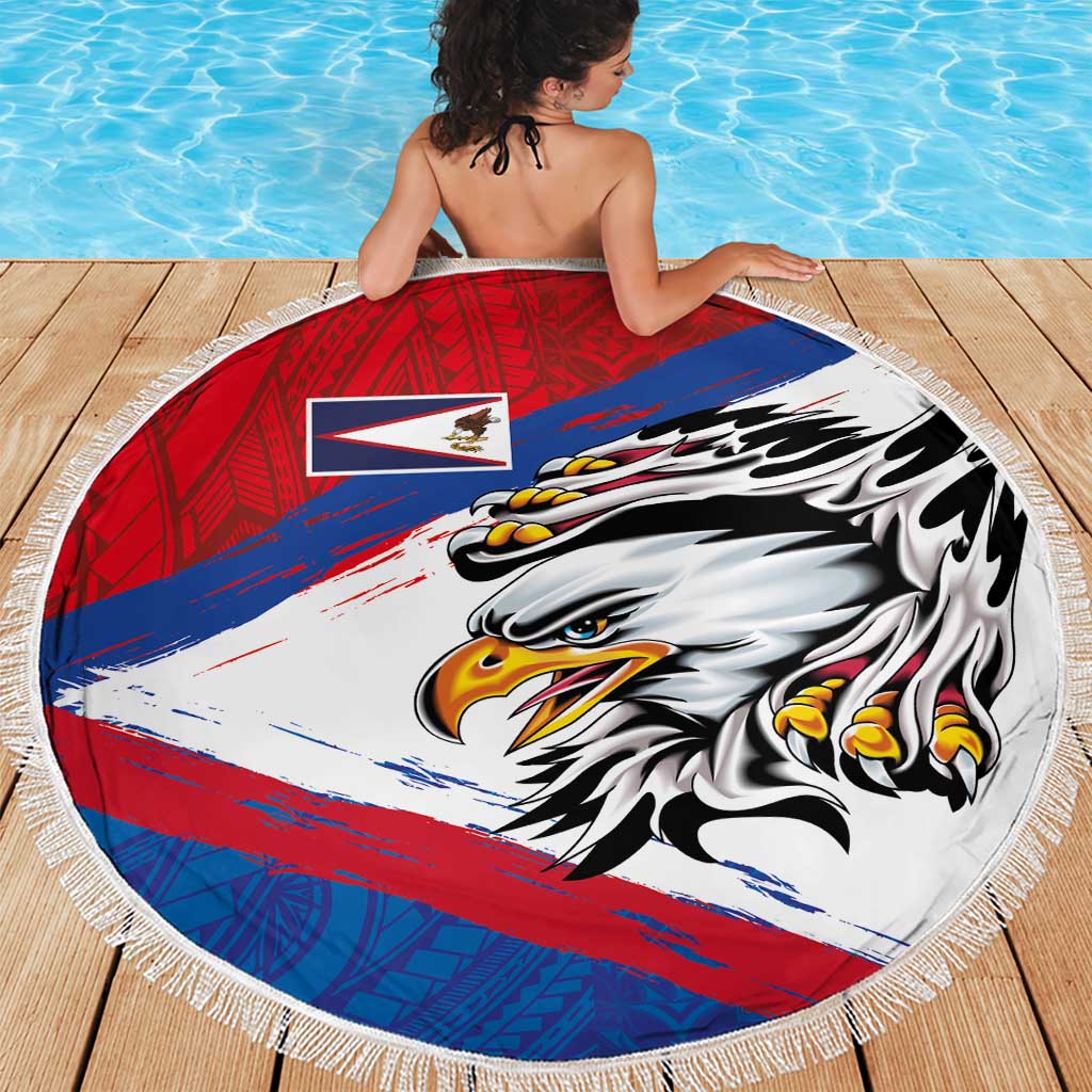 American Samoa Flag Day Beach Blanket Polynesian Art Geometric with Flag Brush Style