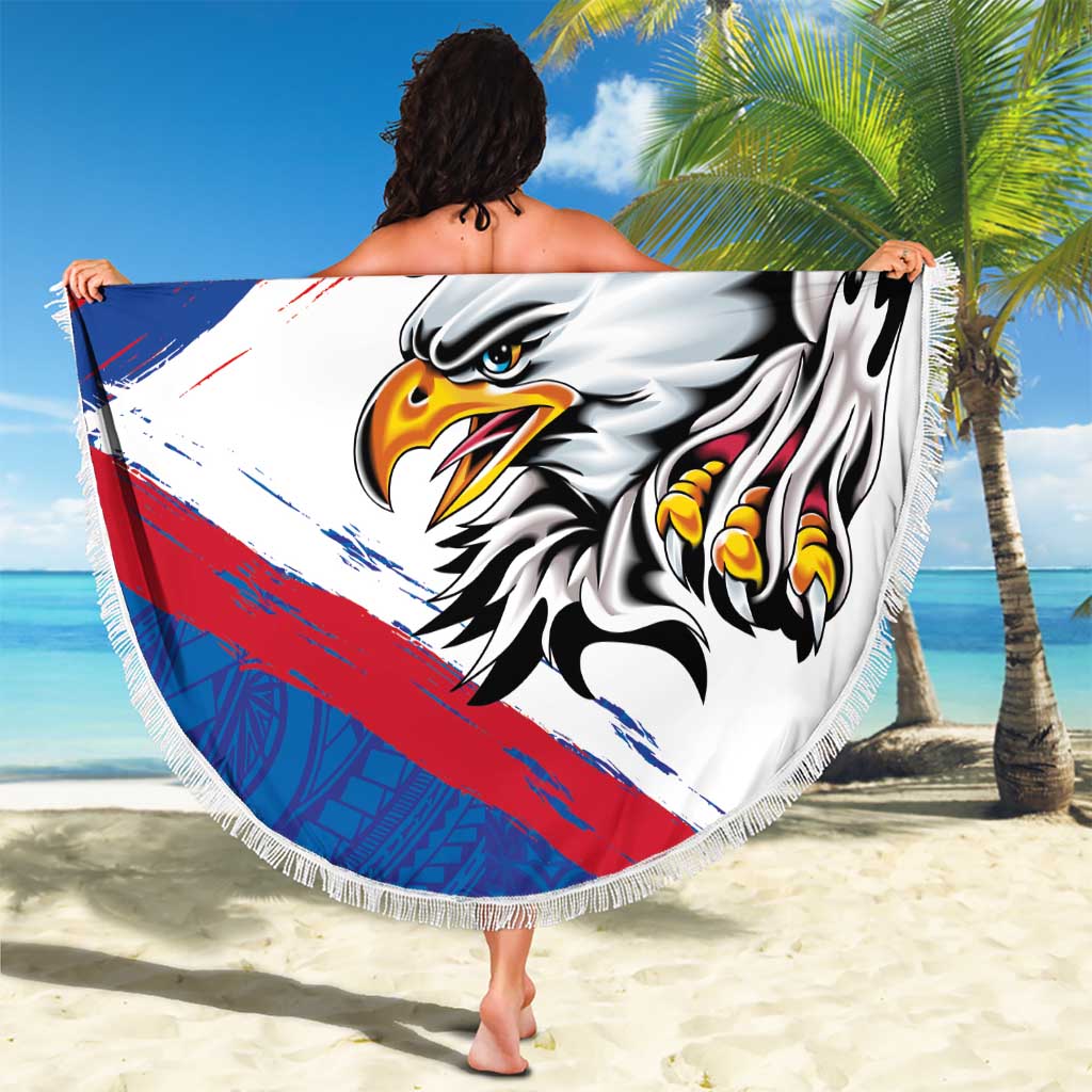 American Samoa Flag Day Beach Blanket Polynesian Art Geometric with Flag Brush Style