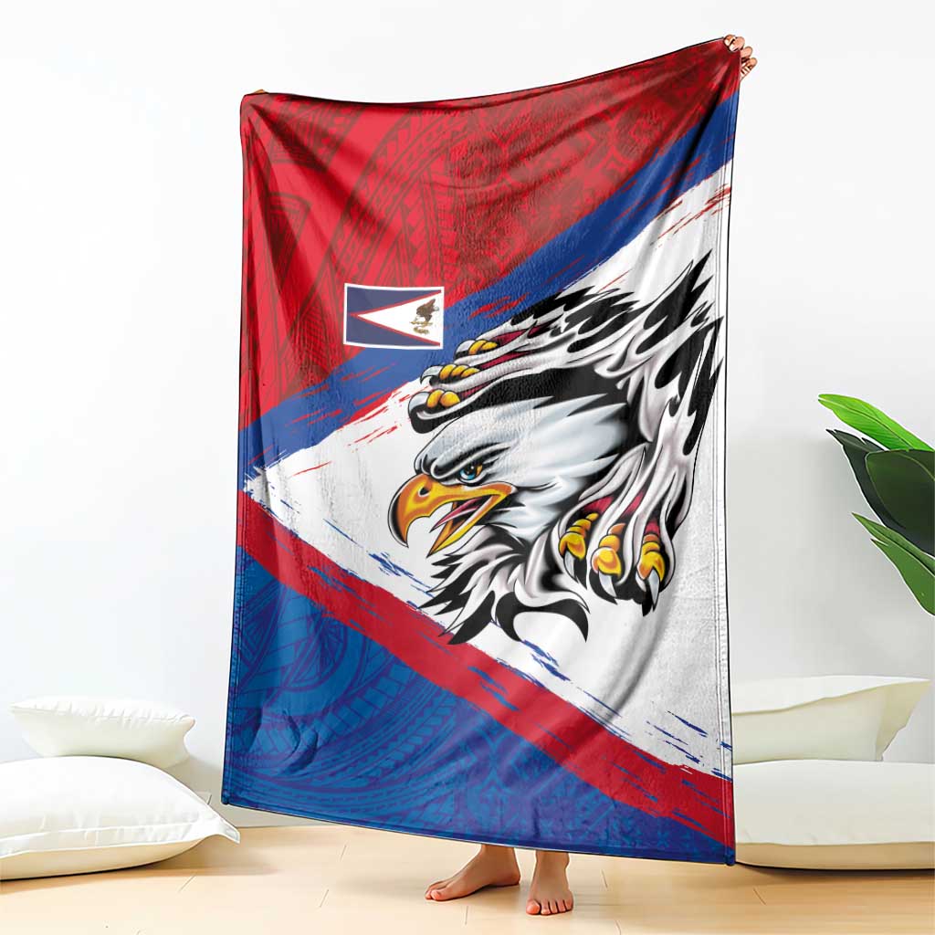 American Samoa Flag Day Blanket Polynesian Art Geometric with Flag Brush Style