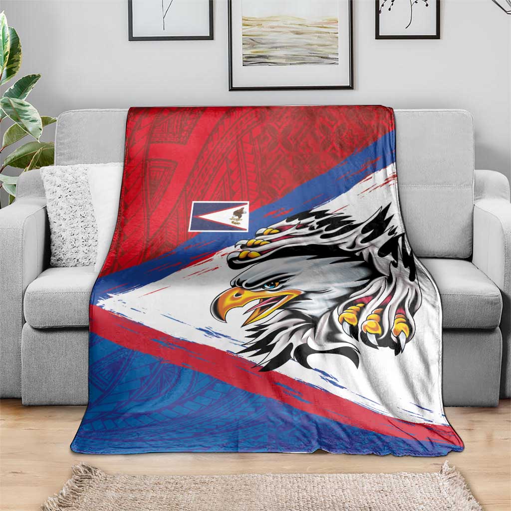 American Samoa Flag Day Blanket Polynesian Art Geometric with Flag Brush Style