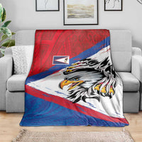 American Samoa Flag Day Blanket Polynesian Art Geometric with Flag Brush Style