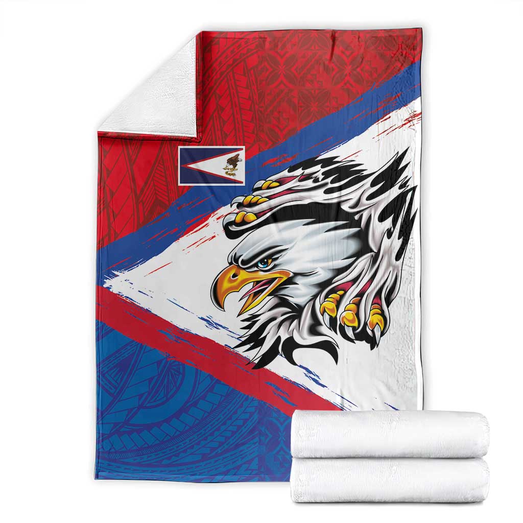American Samoa Flag Day Blanket Polynesian Art Geometric with Flag Brush Style