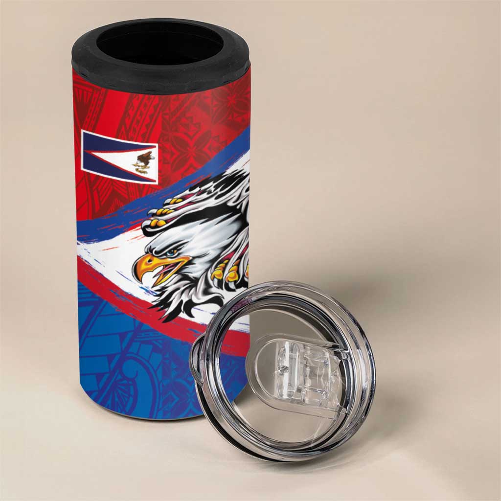 American Samoa Flag Day 4 in 1 Can Cooler Tumbler Polynesian Art Geometric with Flag Brush Style LT03 - Polynesian Pride