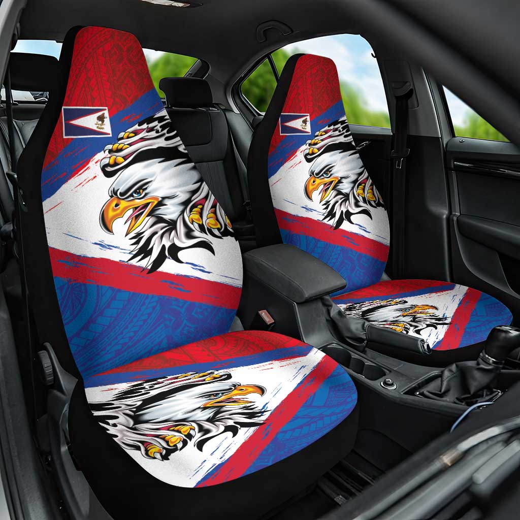 American Samoa Flag Day Car Seat Cover Polynesian Art Geometric with Flag Brush Style