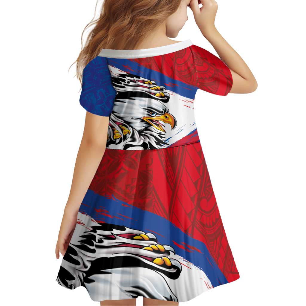 American Samoa Flag Day Family Matching Summer Maxi Dress and Hawaiian Shirt Polynesian Art Geometric with Flag Brush Style LT03 - Polynesian Pride
