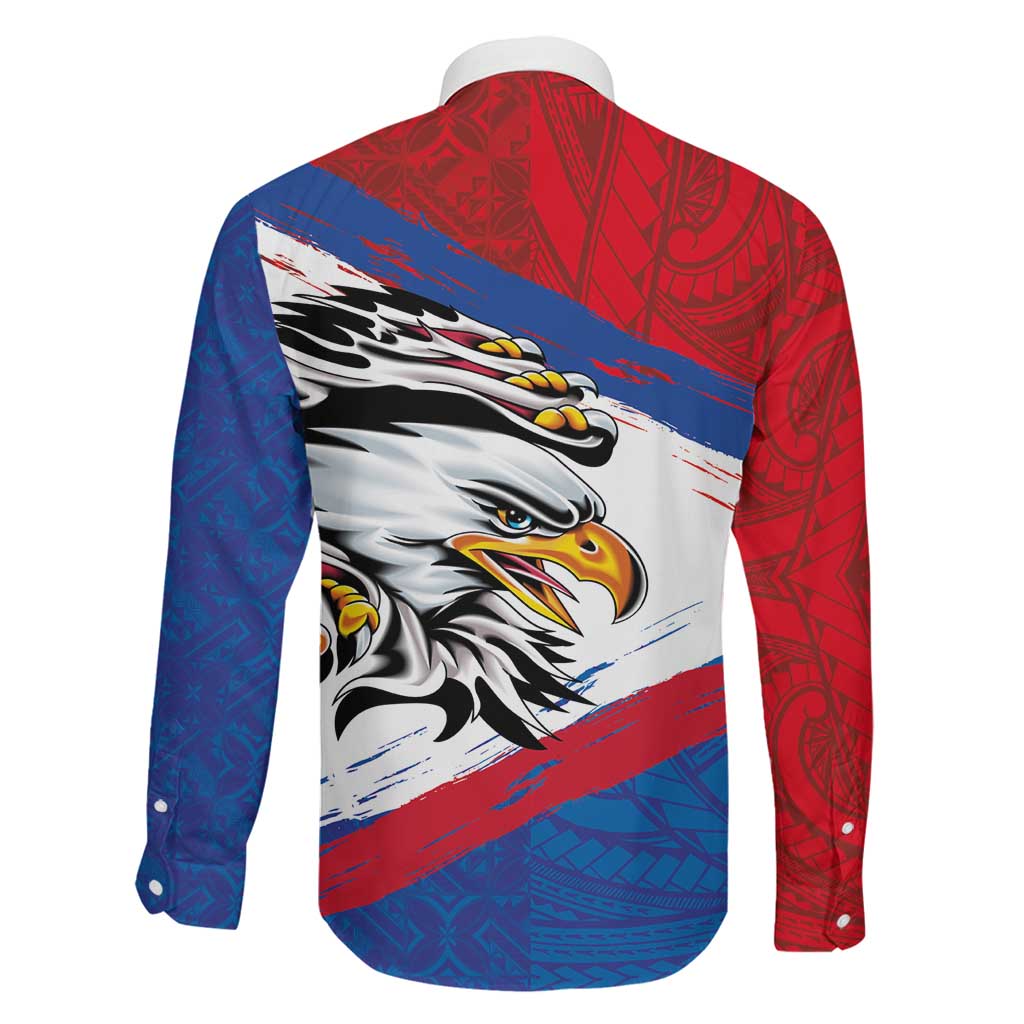 American Samoa Flag Day Family Matching Summer Maxi Dress and Hawaiian Shirt Polynesian Art Geometric with Flag Brush Style LT03 - Polynesian Pride