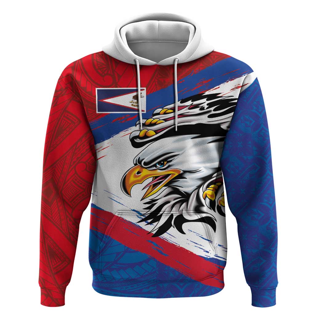 American Samoa Flag Day Hoodie Polynesian Art Geometric with Flag Brush Style