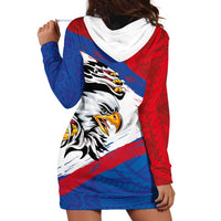 American Samoa Flag Day Hoodie Dress Polynesian Art Geometric with Flag Brush Style