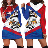 American Samoa Flag Day Hoodie Dress Polynesian Art Geometric with Flag Brush Style