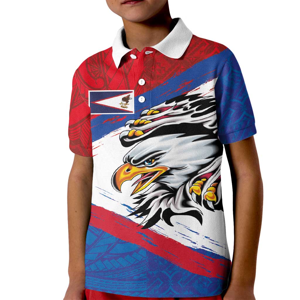 American Samoa Flag Day Kid Polo Shirt Polynesian Art Geometric with Flag Brush Style LT03 Kid Multicolor - Polynesian Pride