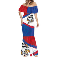 American Samoa Flag Day Mermaid Dress Polynesian Art Geometric with Flag Brush Style