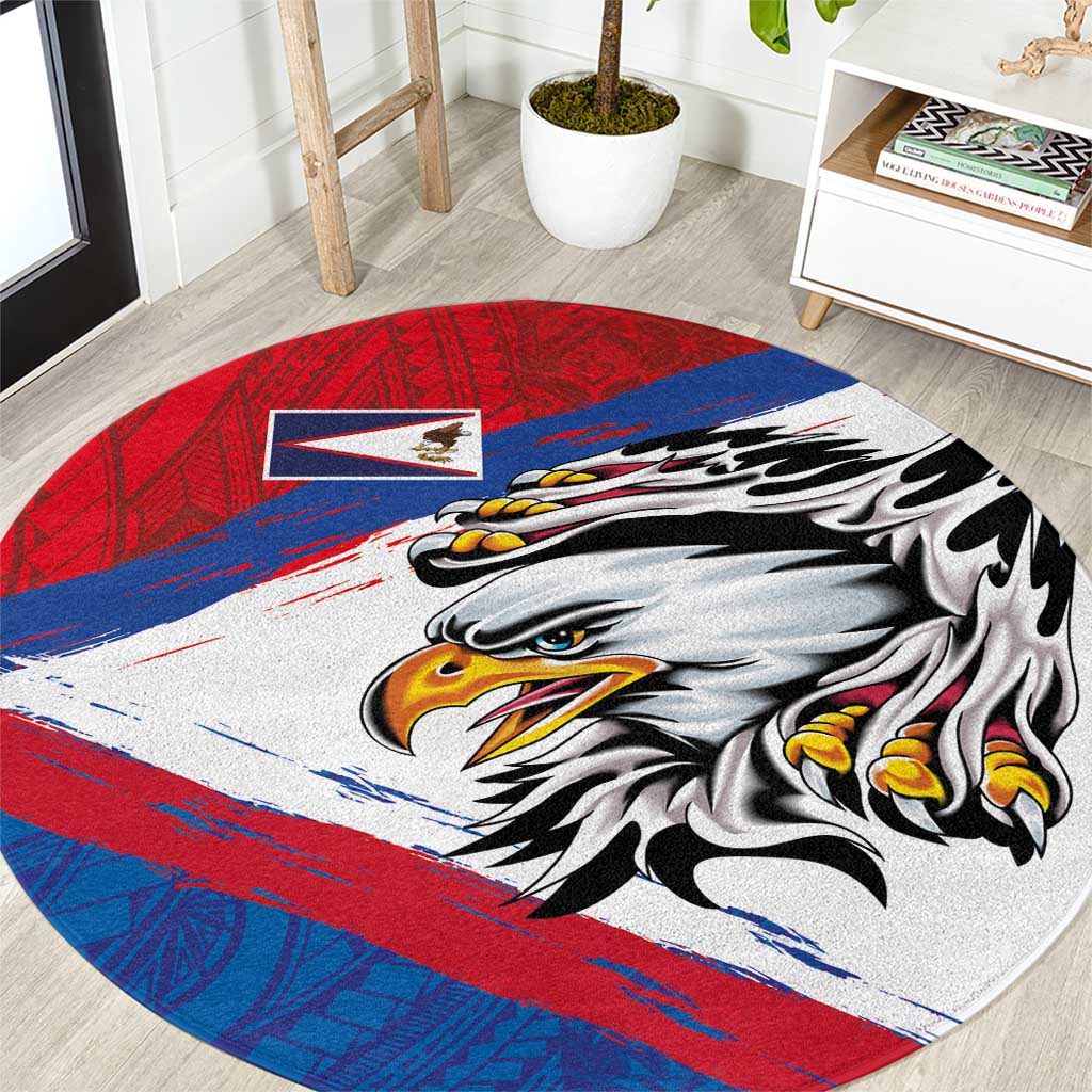 American Samoa Flag Day Round Carpet Polynesian Art Geometric with Flag Brush Style LT03 Multicolor - Polynesian Pride