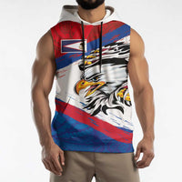 American Samoa Flag Day Sleeveless Hoodie Polynesian Art Geometric with Flag Brush Style