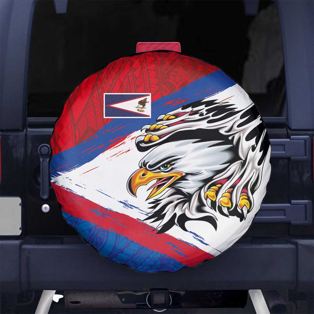American Samoa Flag Day Spare Tire Cover Polynesian Art Geometric with Flag Brush Style LT03 No hole Multicolor - Polynesian Pride