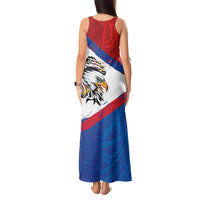 American Samoa Flag Day Tank Maxi Dress Polynesian Art Geometric with Flag Brush Style