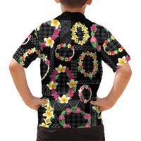 Hawaiian Kakau Tattoo Leis and Palaka Pattern Family Matching Summer Maxi Dress and Hawaiian Shirt Traditional Aloha Tribal Black Color