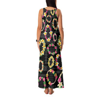 Hawaiian Kakau Tattoo Leis and Palaka Pattern Family Matching Tank Maxi Dress and Hawaiian Shirt Traditional Aloha Tribal Black Color