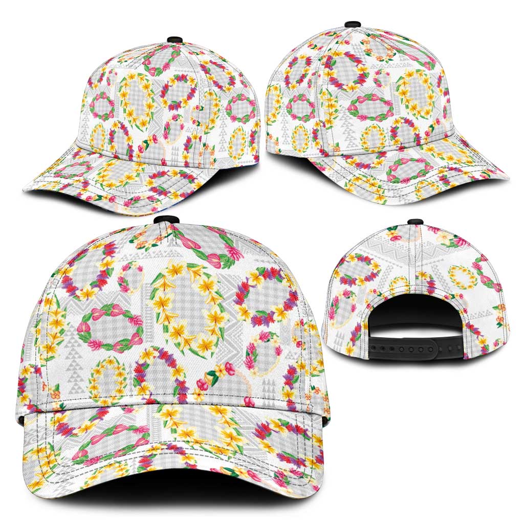 Hawaiian Kakau Tattoo Leis and Palaka Pattern Classic Cap Traditional Aloha Tribal White Color LT03 - Polynesian Pride