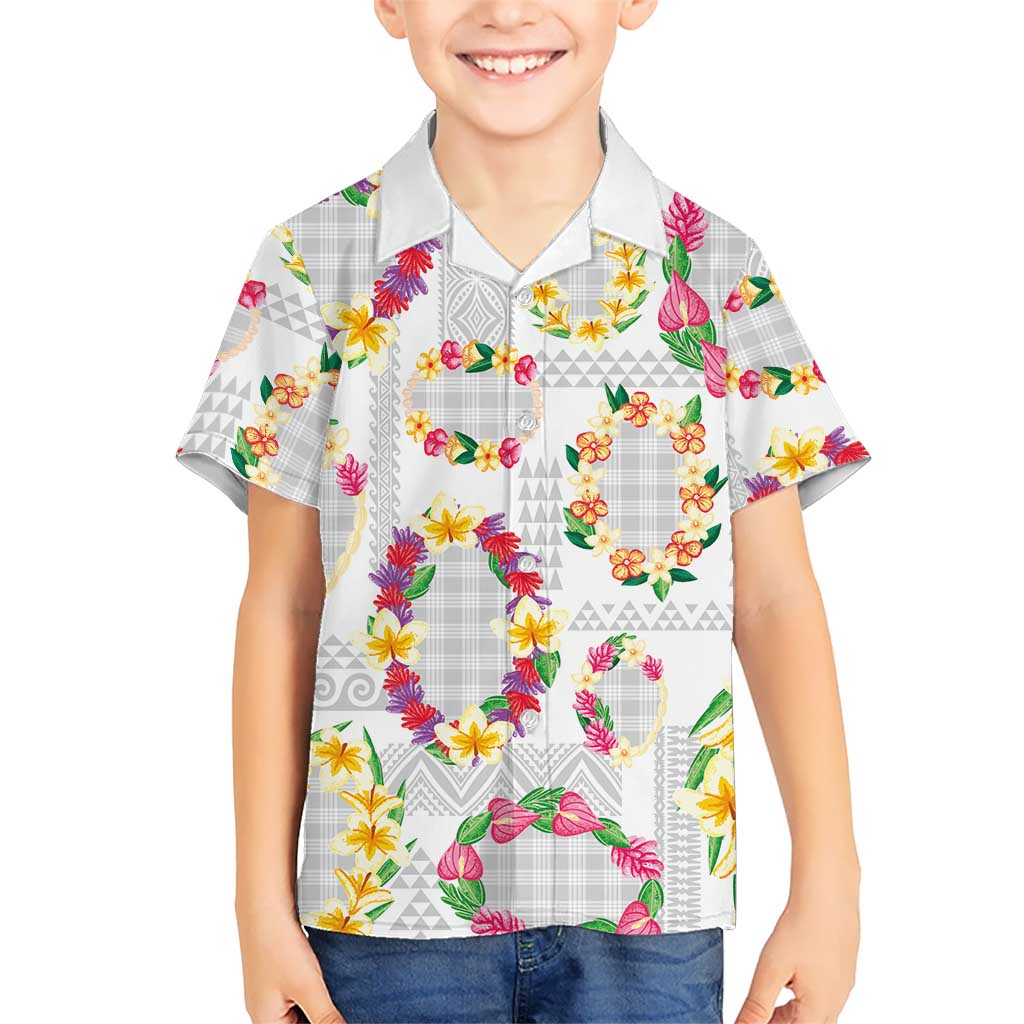 Hawaiian Kakau Tattoo Leis and Palaka Pattern Family Matching Long Sleeve Bodycon Dress and Hawaiian Shirt Traditional Aloha Tribal White Color