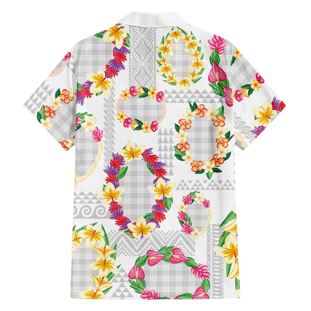 Hawaiian Kakau Tattoo Leis and Palaka Pattern Family Matching Off Shoulder Maxi Dress and Hawaiian Shirt Traditional Aloha Tribal White Color