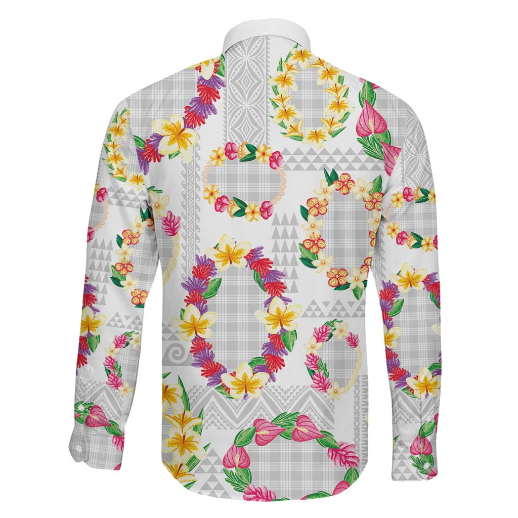 Hawaiian Kakau Tattoo Leis and Palaka Pattern Family Matching Short Sleeve Bodycon Dress and Hawaiian Shirt Traditional Aloha Tribal White Color