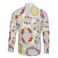 Hawaiian Kakau Tattoo Leis and Palaka Pattern Family Matching Short Sleeve Bodycon Dress and Hawaiian Shirt Traditional Aloha Tribal White Color