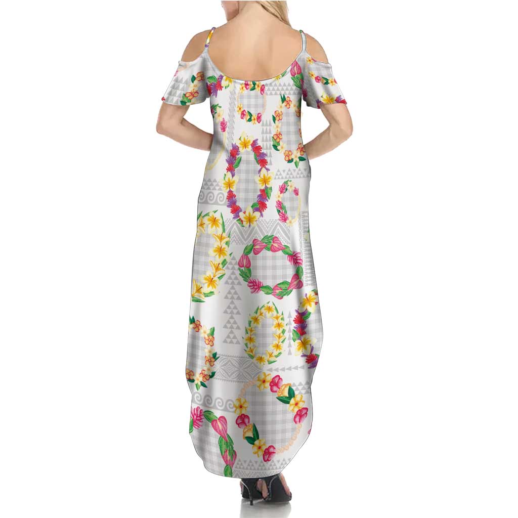 Hawaiian Kakau Tattoo Leis and Palaka Pattern Family Matching Summer Maxi Dress and Hawaiian Shirt Traditional Aloha Tribal White Color