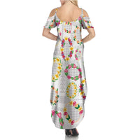 Hawaiian Kakau Tattoo Leis and Palaka Pattern Family Matching Summer Maxi Dress and Hawaiian Shirt Traditional Aloha Tribal White Color