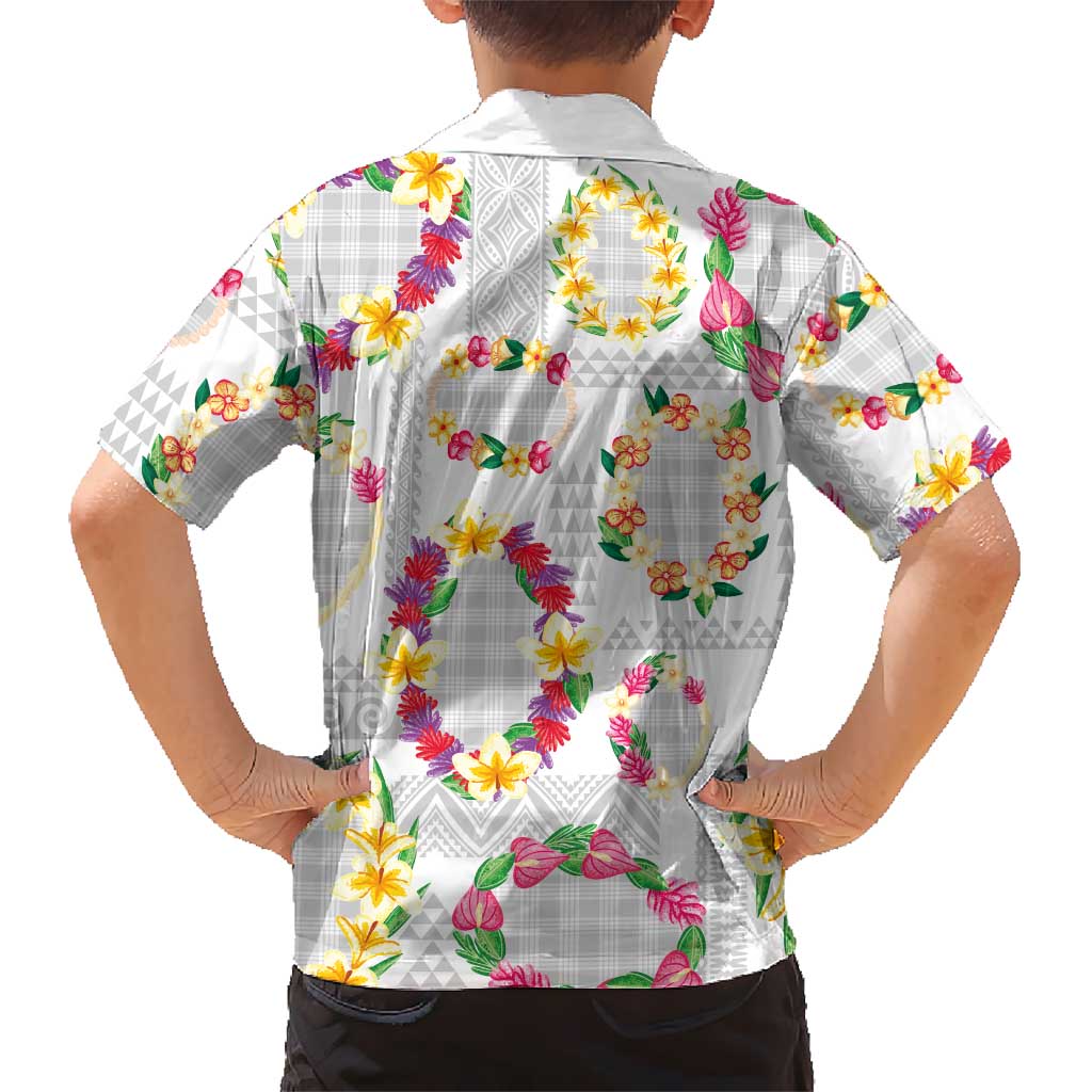 Hawaiian Kakau Tattoo Leis and Palaka Pattern Family Matching Tank Maxi Dress and Hawaiian Shirt Traditional Aloha Tribal White Color