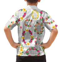 Hawaiian Kakau Tattoo Leis and Palaka Pattern Family Matching Tank Maxi Dress and Hawaiian Shirt Traditional Aloha Tribal White Color