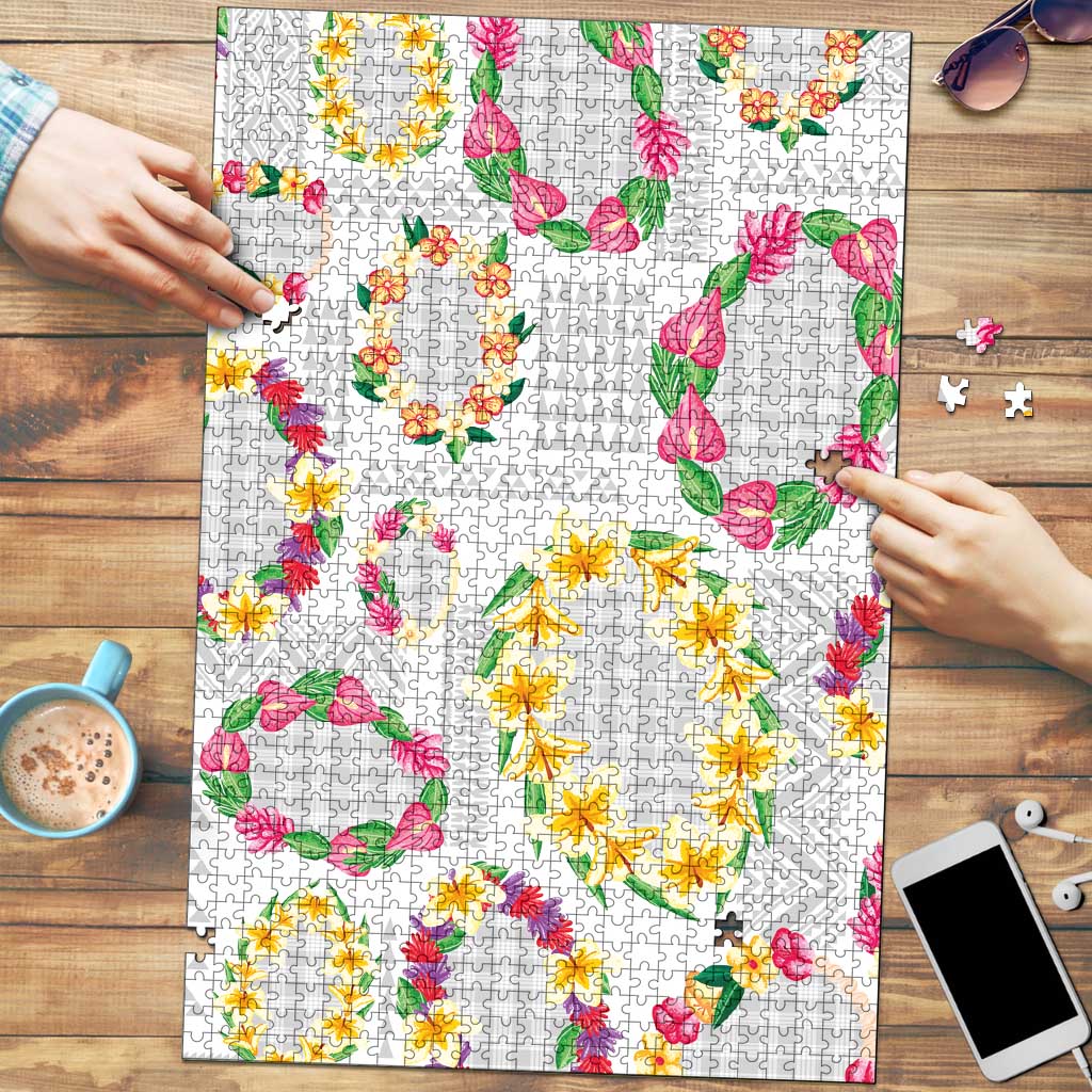 Hawaiian Kakau Tattoo Leis and Palaka Pattern Puzzle Traditional Aloha Tribal White Color LT03 White - Polynesian Pride