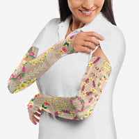 Hawaiian Kakau Tattoo Leis and Palaka Pattern Arm Sleeves Traditional Aloha Tribal Beige Color