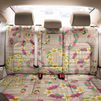 Hawaiian Kakau Tattoo Leis and Palaka Pattern Back Car Seat Cover Traditional Aloha Tribal Beige Color