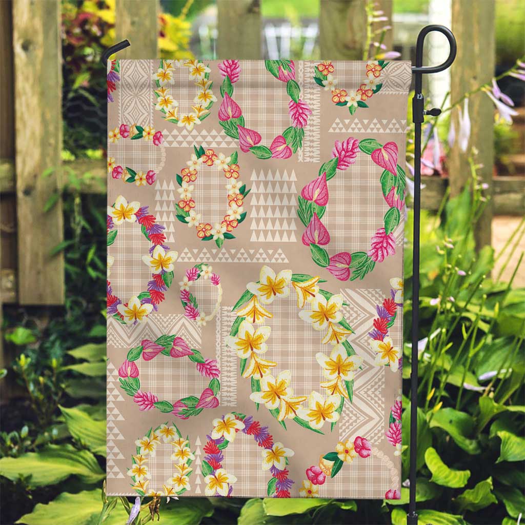 Hawaiian Kakau Tattoo Leis and Palaka Pattern Garden Flag Traditional Aloha Tribal Beige Color