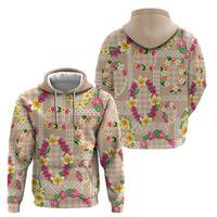 Hawaiian Kakau Tattoo Leis and Palaka Pattern Hoodie Traditional Aloha Tribal Beige Color LT03 - Polynesian Pride