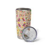 Hawaiian Kakau Tattoo Leis and Palaka Pattern Tumbler Cup Traditional Aloha Tribal Beige Color LT03 - Polynesian Pride