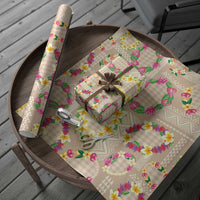 Hawaiian Kakau Tattoo Leis and Palaka Pattern Wrapping Paper Traditional Aloha Tribal Beige Color LT03 - Polynesian Pride