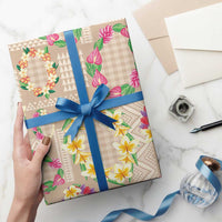 Hawaiian Kakau Tattoo Leis and Palaka Pattern Wrapping Paper Traditional Aloha Tribal Beige Color LT03 - Polynesian Pride