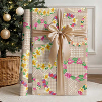 Hawaiian Kakau Tattoo Leis and Palaka Pattern Wrapping Paper Traditional Aloha Tribal Beige Color LT03 - Polynesian Pride