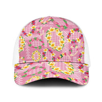 Hawaiian Leis Baseball Net Cap Kakau Tattoos and Palaka Pastel Pink Color