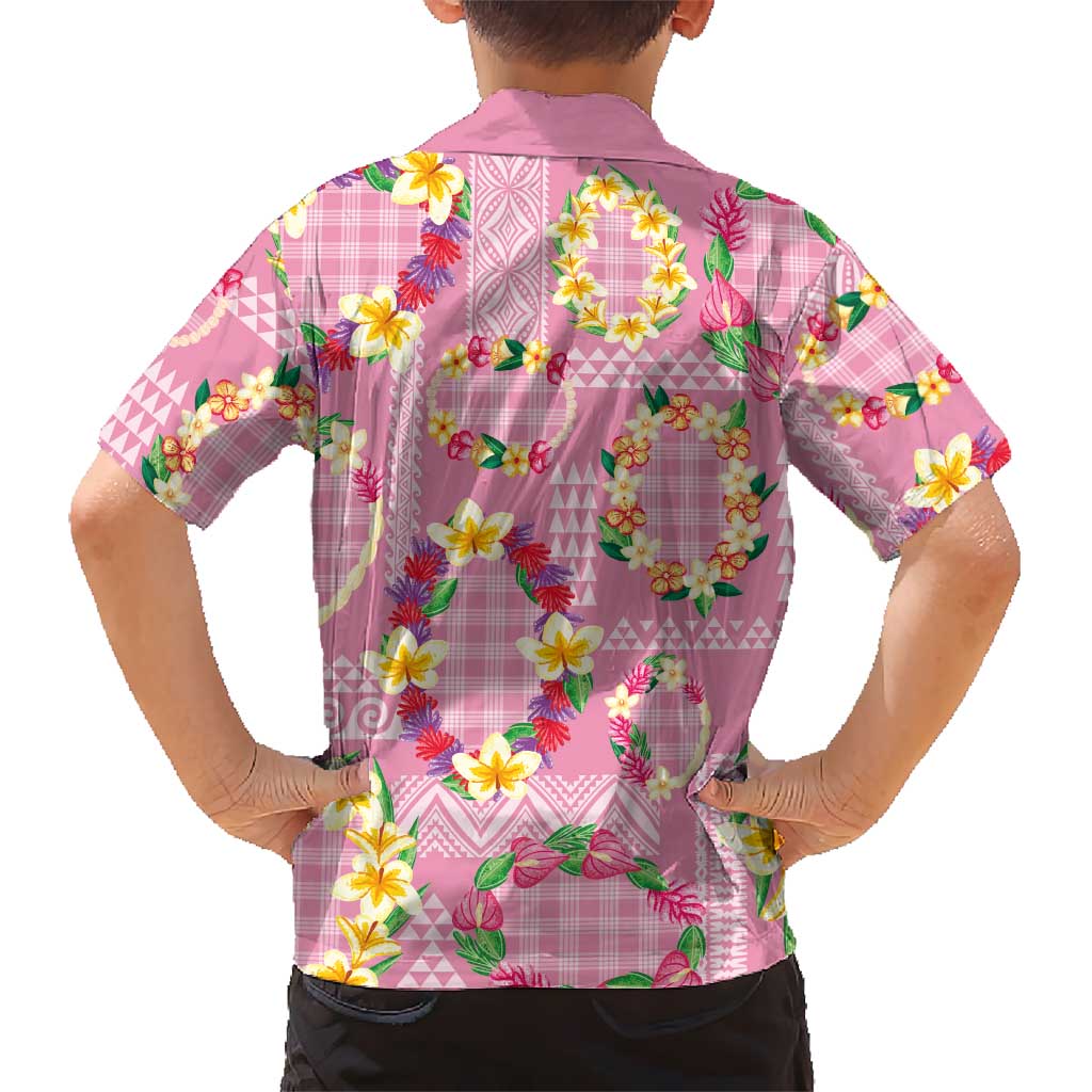 Hawaiian Leis Family Matching Summer Maxi Dress and Hawaiian Shirt Kakau Tattoos and Palaka Pastel Pink Color