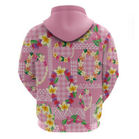 Hawaiian Leis Hoodie Kakau Tattoos and Palaka Pastel Pink Color