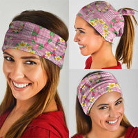 Hawaiian Leis Neck Gaiter Kakau Tattoos and Palaka Pastel Pink Color LT03 - Polynesian Pride