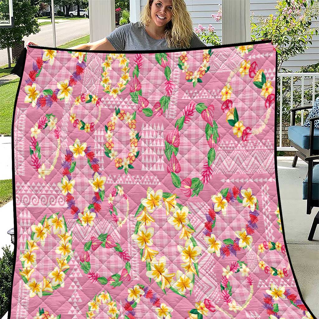 Hawaiian Leis Quilt Kakau Tattoos and Palaka Pastel Pink Color LT03 Pink - Polynesian Pride