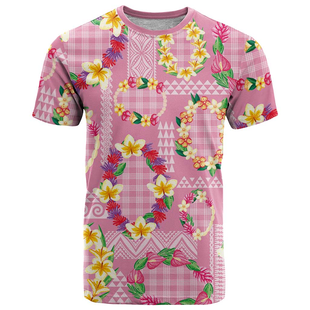 Hawaiian Leis T Shirt Kakau Tattoos and Palaka Pastel Pink Color