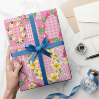 Hawaiian Leis Wrapping Paper Kakau Tattoos and Palaka Pastel Pink Color LT03 - Polynesian Pride